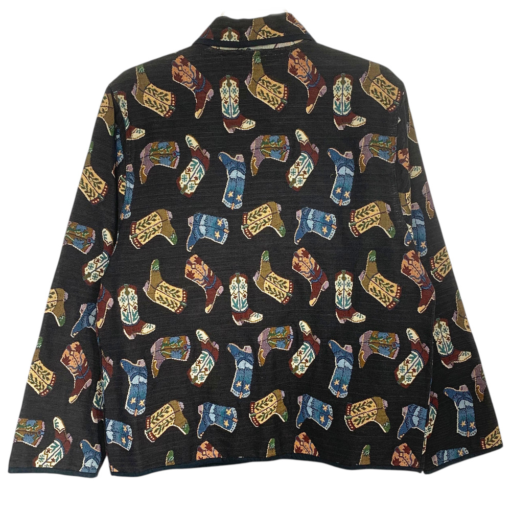 Vintage 1990's Jane Ashley M Cowboy Boot Tapestry Jacket Western Concho Rodeo - Picture 6 of 7